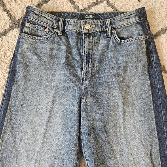 Lauren by Ralph Lauren wide leg denim ankle length with strip detail size 6 - Picture 3 of 7